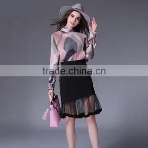 Newest Preppy Style Women Formal Office Dress Reglan Sleeve Color Combination Office Dress thumbnail-1