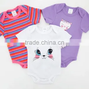 Cheap Factory Baby Clothes Summer 100%Cotton Short Sleeves With Animal Prints Newborn Infant Baby Bodysuits thumbnail-1