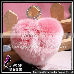 CX-R-46 Shape Of Love Heart Key Chain Rex Rabbit Fur Custom Keychain thumbnail-4