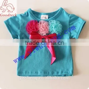 New Designs Turquoise Children Girl t Shirt,blue Short Sleeve Baby Tank Tops for Summer thumbnail-1