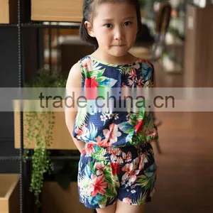 Fashion Girl Sleeveless Blouse and Panty Set 100% Viscose Blouse Set for Baby Girl Printed Flower Dress Vacation Cloth Set thumbnail-6