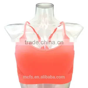 Factory Supply Neon Orange Bra Top Seamless Women Bra Underwear Fashion Sports Bra thumbnail-1