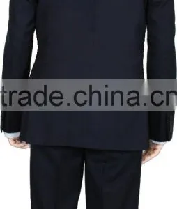 NAAMS MEN'S WOOL 2 BUTTON 2 VENT SLIM FIT SUIT JACKET FLAT FRONT PANT NAVY HERRINGBONE thumbnail-4