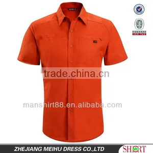 Short Sleeve Slim Fit Chinese Red Casual Shirt thumbnail-1