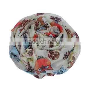 Voile Scarves & Wraps Rectangle Pale Yellow Squirrel Scarves Fashion thumbnail-3