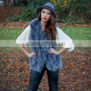SJ007-01 Hot Sale Hooded Real Feather Clothes for Woman thumbnail-1