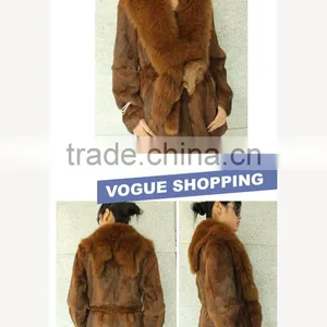 Elegant Knitted Rabbit Hair With a Fox Fur Collar ,Medium and Long Fur Garment JL009 thumbnail-1
