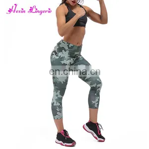 No Moq Wholesale Capri Tight High Waist Camouflage Printed Yoga Pants thumbnail-5