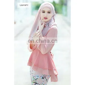 High Quality Women Muslim Dress Fashion Printed Design Elegant Baju Kurung Peplum thumbnail-6