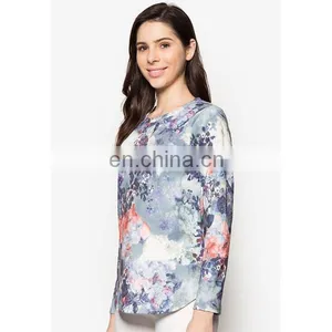 Latest Crew Neck Sweatshirt and Tops for Women Long Sleeve Muslim Blouse thumbnail-3