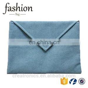 CR Sample Available Envelope Shape Canvas Material Light Blue Color Latest Design Hot Sales Fancy Cheap Indian Designer Purses thumbnail-1