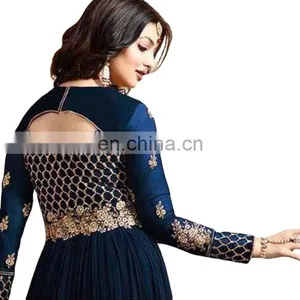 Women's Attractive Party Wear Semi Stitched Anarkali Suits With Heavy Embroidery 2017 thumbnail-3