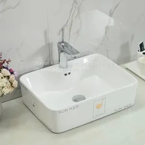 Simple Decal Wash Basin Bathroom Ceramic Sink thumbnail-1