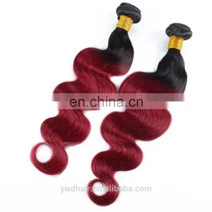 Brazilian Virgin Hair 3/4 Bundles Brazilian Body Wave 1B/Burgundy Ombre Brazilian Hair Weave Bundles Ombre Human Hair Extensions thumbnail-6