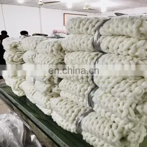 PLFR Super Warm and Cozy Chunky Heavy Wool Knitted Throws Blankets for Winter thumbnail-3