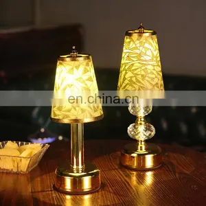 High Quality Luxury Modern Nordic Crystal Golden Table Lamp Usb Rechargable Hotel Bedside Bar Restaurant Retro Lamp thumbnail-1