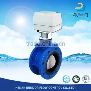 China Manufacture Cast Iron Motorized Double Flange Butterfly Valve Price thumbnail-3