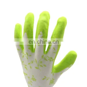13G Nylon Liner With Digital Printing Hivis Green Latex Coated Gardening Gloves thumbnail-5