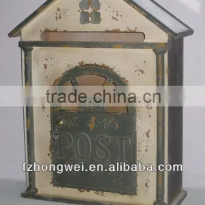 Hongwei Handmade Vintage Antique White Wooden Mailbox/Letter Box/Post Box for Home&Garden Decor,Wall Mounted or Free Standing thumbnail-1