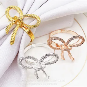 Factory Wholesale Hotel Western Restaurant Gold Western Style Butterfly Bow Tie Metal Napkin Ring thumbnail-1