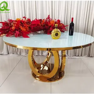 Modern Luxury Design Gold Stainless Steel Hotel Wedding Table Banquet Party Rental Tables thumbnail-4