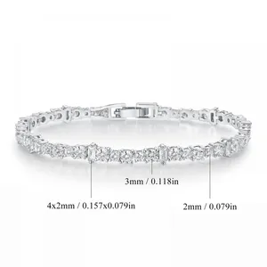 New Fashion Rectangle Silver Color on Hand Bracelet Bangle for Women Valentine's Day Gift Jewelry Wholesale S8070 thumbnail-1