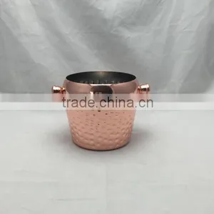 2L Hammered 304 Stainless Steel Bucket, Copper Plated Ice Bucket, Ice Cooler Ice Pail, Beer Bucket thumbnail-1