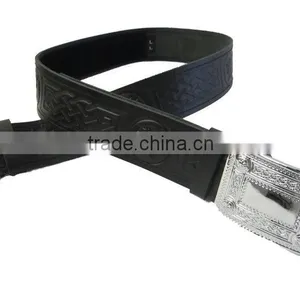 Scottish Embossed Leather Kilt Belt Made Of Cow Hide Leather thumbnail-1