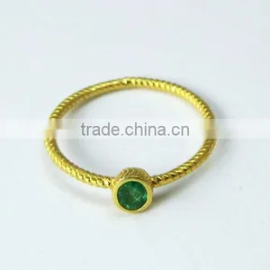 Heavenly !! Oval Shape Emerald Gold Polish 925 Sterling Silver Ring, Online Silver Jewelry, Indian Fashion Silver Jewelry thumbnail-2