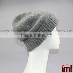 Cashmere Slouchy Beanie in Dark Heather Grey thumbnail-1