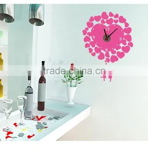 DIY Pvc Sticker Clock Pink Heart thumbnail-1