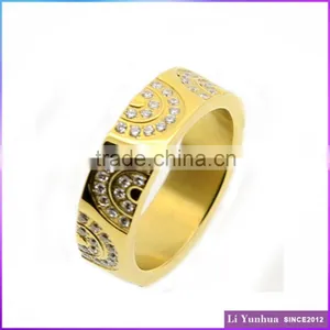 Women's Gold--Plated Prong Setting Stainless Steel Rings With Zircons thumbnail-1