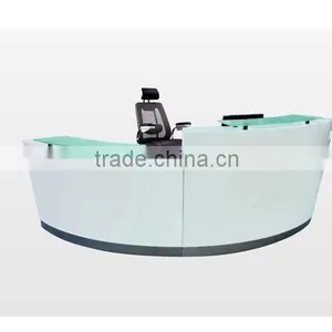 High Quality Round Reception Desk With Tempered Glass Top thumbnail-1