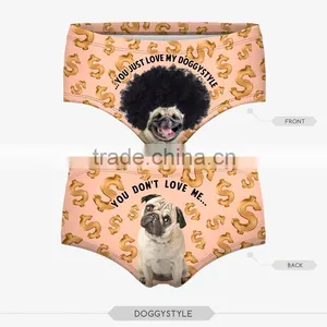 Ladies Hot Sexy Panties Pug Dog Cut Cat Sexy Girls Tight Lingerie Stretchy Underpanties 3d Digital Full Print Custom Hot Sale thumbnail-3