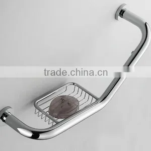 Bathroom Grab Bar With Soap Shelves Bathroom Grab Bar Support, Shower Grab Bar Handle, Chrome thumbnail-1