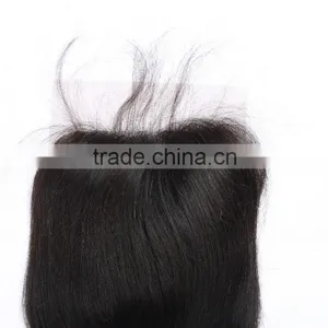 Malaysian Lace Closure Malaysian Virgin Hair Closure 4''X4" Virgin Human Hair Hand Tied Three Part Natural Black thumbnail-5