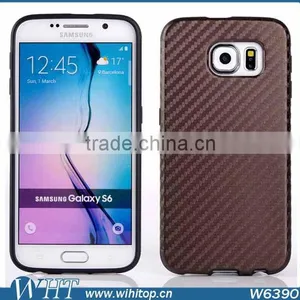 Wholesale Grain Carbon TPU Case Protective Case Cover For Samsung Galaxy S6 thumbnail-3