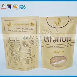 Kraft Pouch Flat Bottom Plastic Stand up Bag With Clear Window thumbnail-5