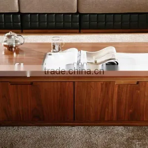 Functional Wood Rectangle Coffee Table thumbnail-1