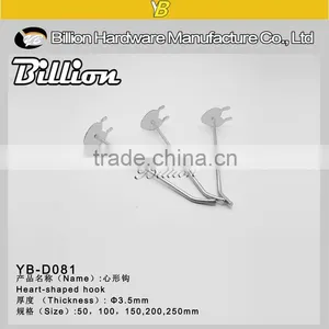 High Quality Metal Chrome Plating Pegboard Display Heart Shape Hook For Sale thumbnail-2