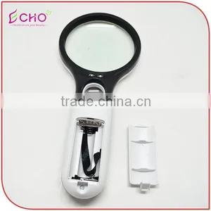 Handheld White-Black Magnifier Loupe With 3 LED Light Quality Choice thumbnail-4