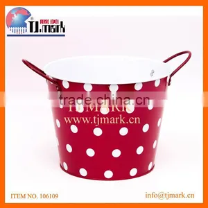RED BUCKET WITH WHITE SPOTS IRON GARDEN BUCKETS thumbnail-1