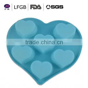 Food Grade and Professonal Customized Six Heart Shape Silicone Cake Mould thumbnail-1