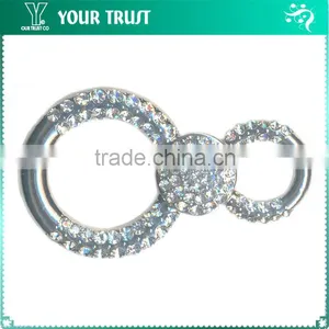 3MM Clear Cystal Rhinestone 8 Shape Rhodium Metal Belt Buckle thumbnail-1