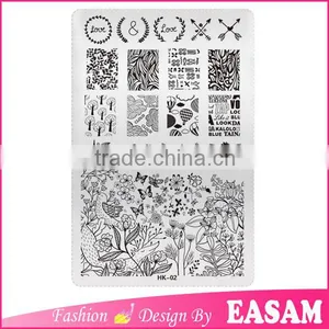 New Style HK 02 Flower and Arrows Design Nail Art Stainless Plate thumbnail-1
