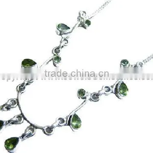 Stylish Silver Genuine Amethyst Necklace, 925 Sterling Silver Necklace, thumbnail-1