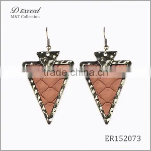 Wholesale Jewelry Fashion Designs Ladies/Women's Punk Style Snake Pattern Leather Triangle Earrings Dangle Earrings thumbnail-1
