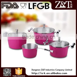 New Product Pink 7pcs Aluminum Colorful Italian Cookware thumbnail-1