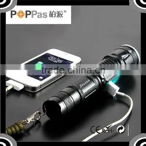 POPPAS 6611 Classic Hidden USB Design Zoom T6 LED High Quality Led Flashlight Power Bank thumbnail-1