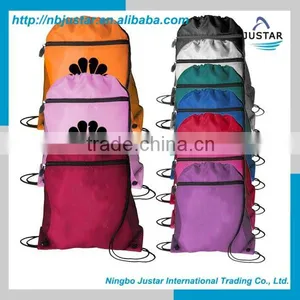 2016 Christmas Promotioanl Customized Cheap Custom Christmas Drawstring Gift Bags With Side Mesh Pocket thumbnail-1